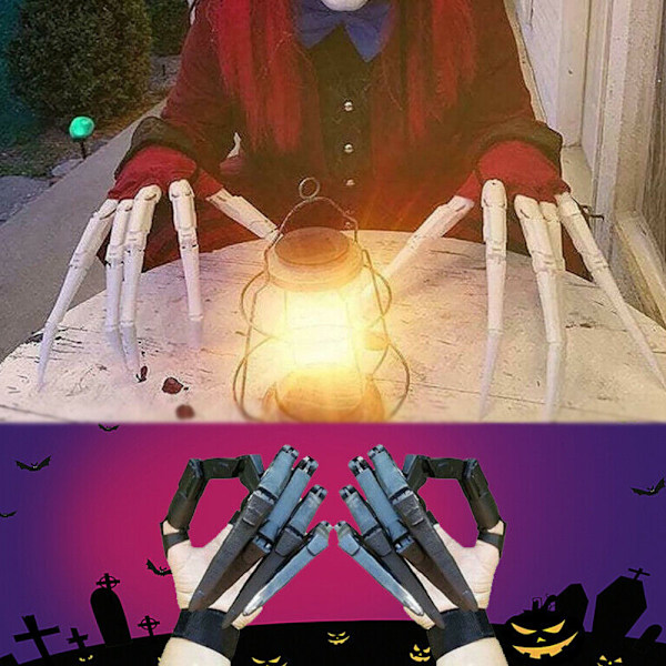 3D Halloween-tryckta ledade fingrar extensionsdekoration White left hand