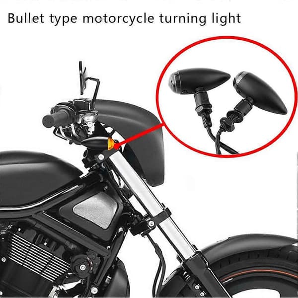 2st Motorcykel Bullet Amber Blinkers Indikatorbelysning Svart