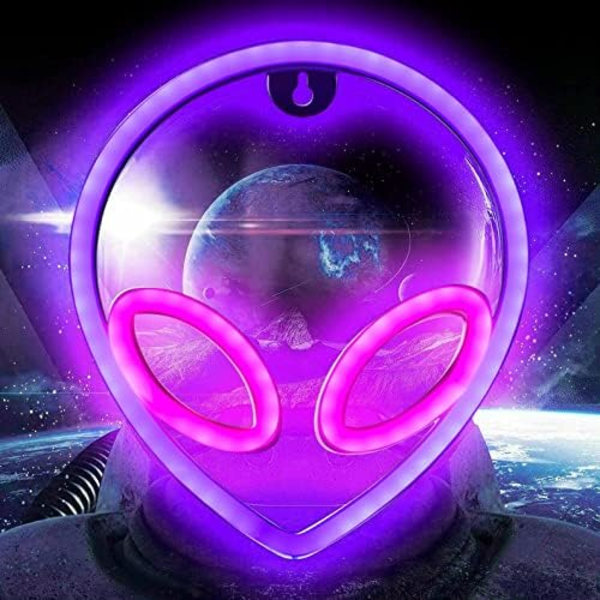 Mors Dag Present Rosa och Blå Alien LED Neonljus - Cool Vägg