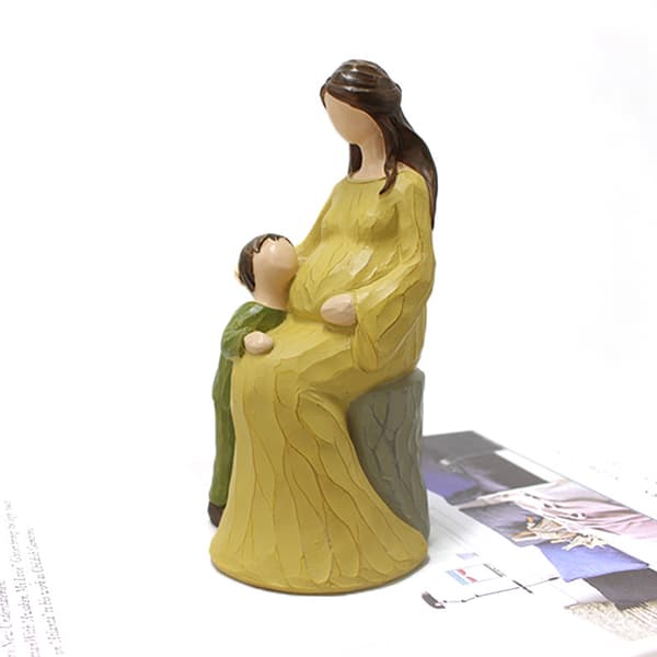 Mor og barn statue figur håndmalt utskåret figur Mor
