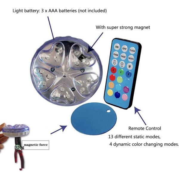 Simbassänglampa, nedsänkbar LED-lampa med fjärrkontroll,