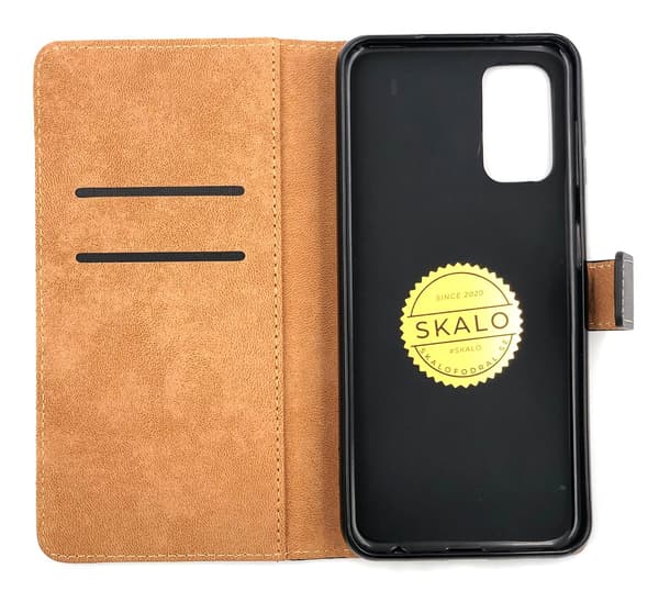 Samsung A13 4G, Wallet Case, Genuine Leather Röd