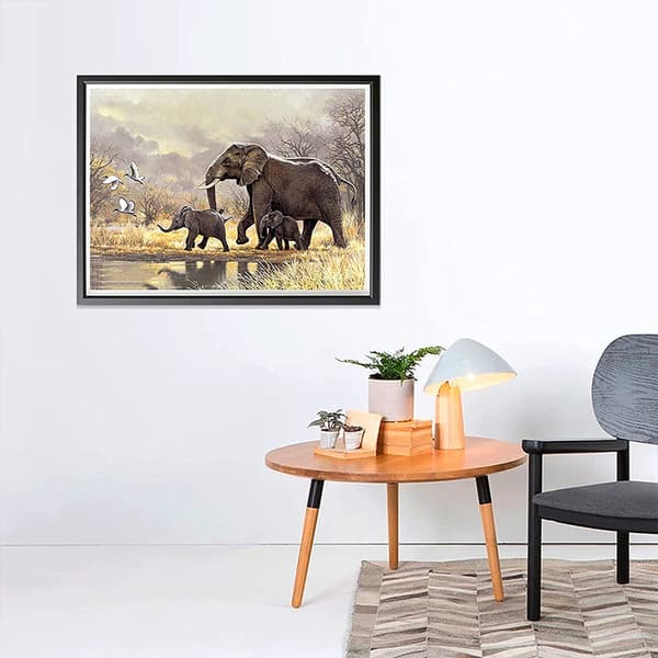 5D Diamantmalingssett for barn 30x40cm - Dyreelefant