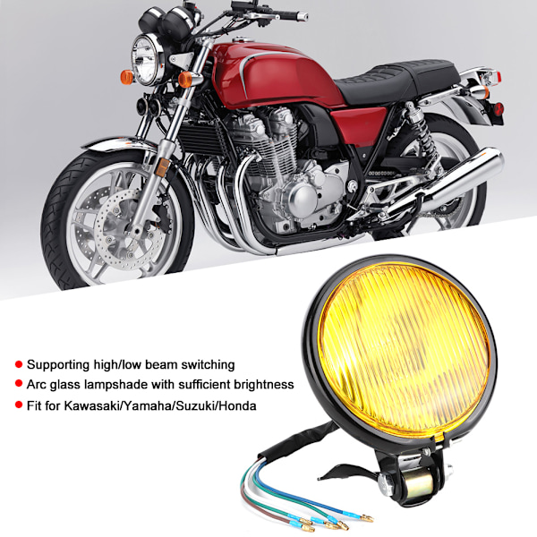 Retro Motorcykelstrålkastare, Anpassad Universell Passform För De Flesta Motorcyklar Med Halogenlampa, Enkel Installation Och Justerbar Hög Eller Låg Ljusbild