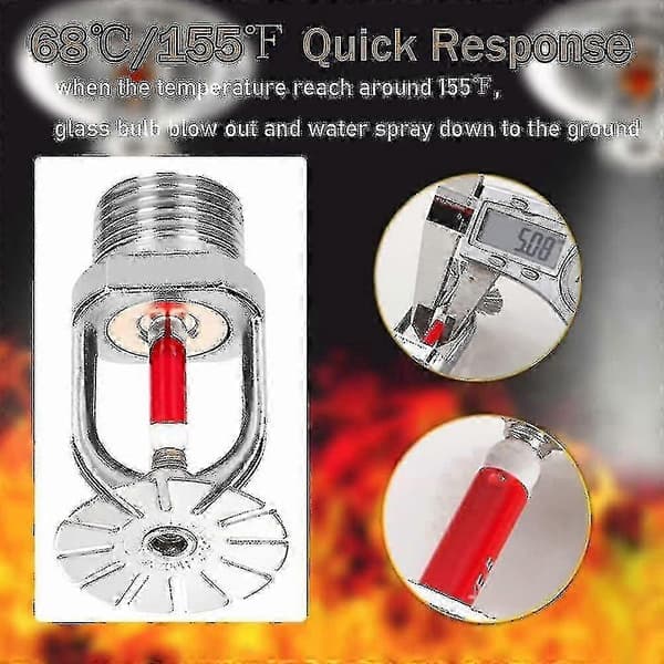 5 stk. Brannsprinklerhode 3/4 tommer Pendeltype 155 Vannspray Ned 68 Messing Sprinklerhoder 3/4\" Npt
