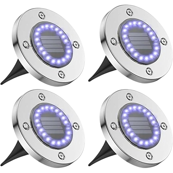 Solcellslampor för Mark, Vattentät Utomhusversion med 20 LED, Landskapsbelysning för Trädgård, Gräsmatta, Gångväg, Trådlös Design Starkt Solcellsljus