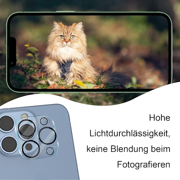 3 st Kameraskyddsglas Kompatibelt med iPhone 13 Pro/iPhone 13 Pro Max Kameraskydd [10S Snabb Installation] Repskyddande, HD-Klar