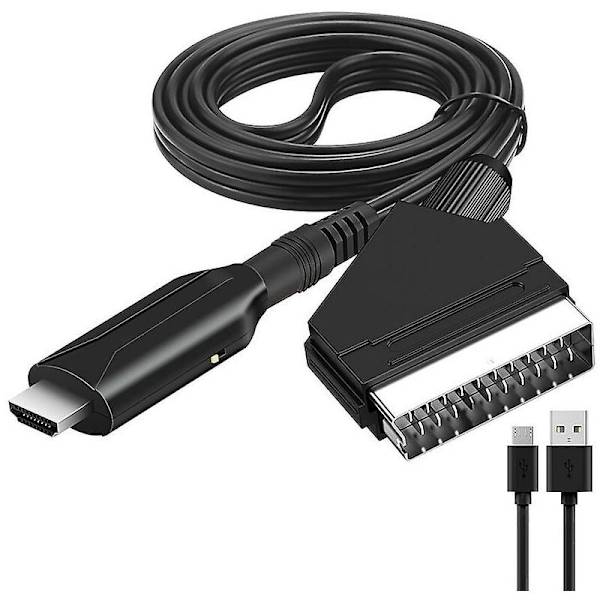 Scart til HDMI-omformer lydvideoadapter for HDTV/DVD/dekoder/PS3/PAL/NTSC Starlight