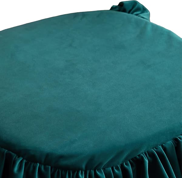 Blå velour stolehynde med flæsekant