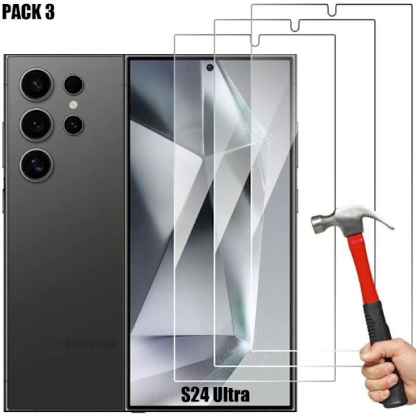 Härdat glas för Samsung Galaxy S24 Ultra - 3 delar - 9H Resistant Transparent Skyddsglas Transparent