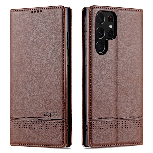 Smidigt Plånboksfodral - Samsung Galaxy S22 Ultra Mörkbrun