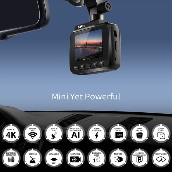Dashcam (2K HD, wifi GPS WLAN (Wi-Fi)