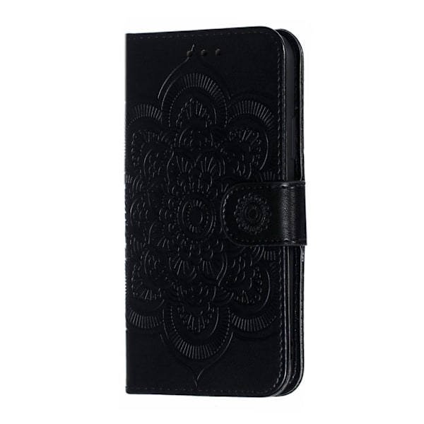 iPhone X/Xs - Mandala Läder Fodral - Svart Black Svart
