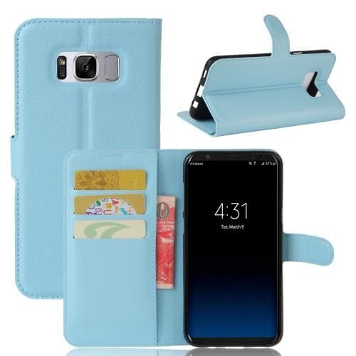 Lycheeläder, plånboksfodral, Samsung Galaxy S8 Plus, babyblå