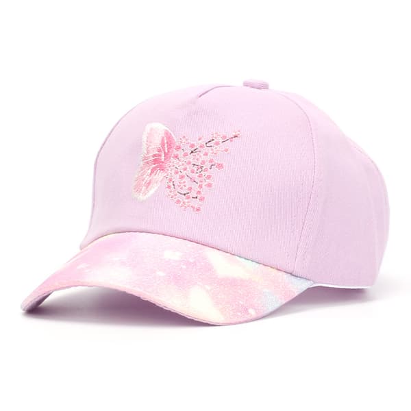 Barnens drömska fjärilsembroderade baseballkeps med skimrande brätte Light purple