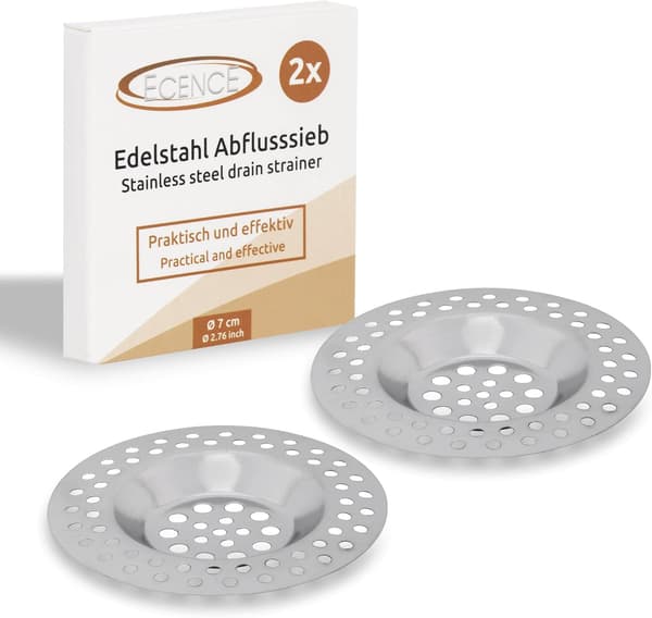 2 Avloppsskydd Avloppsfilter i rostfritt stål hårfångare för