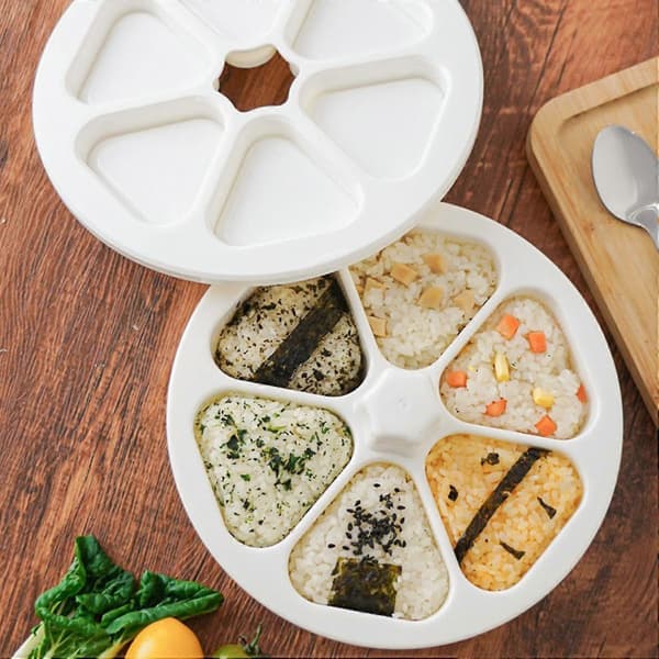 Onigiri Maker 6 Rum Madkvalitets Presse Non-stick Let Udtag DIY Plastik Trekant Risbold Sushi