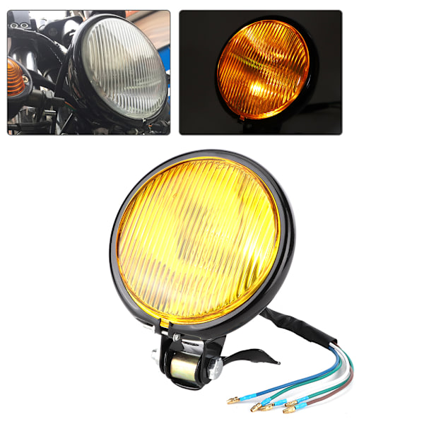 Retro Motorcykelstrålkastare, Anpassad Universell Passform För De Flesta Motorcyklar Med Halogenlampa, Enkel Installation Och Justerbar Hög Eller Låg Ljusbild