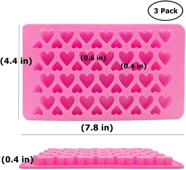3-pack godis-isform, mini hjärtformade isbitsformar i silikon