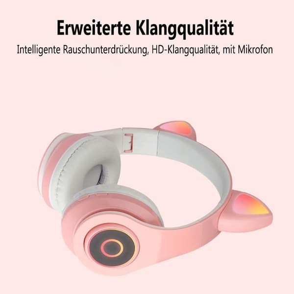(rosa) hörlurar med LED-lampor on-ear-hörlurar