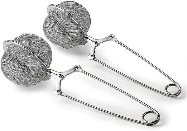 Løsblad-te sil i rustfritt stål, snap ball te-infuser (sølv) (2 stk) yu