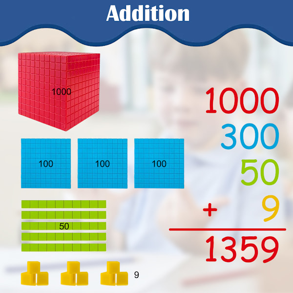 Pedagogiska Matematiska Manipulativa, Bas Tio Block för att Förbättra Räknefärdigheter hos Unga Elever, Perfekt för Undervisning i Klassrum och Hemma, 100 Gula