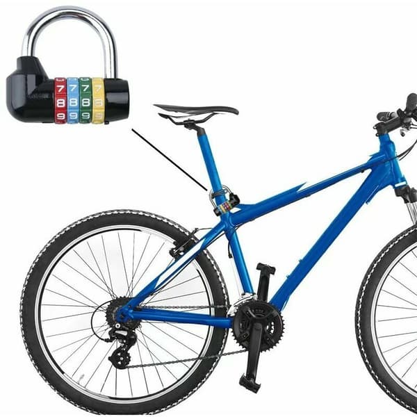 Sort kombinationshængelås 4 numre - Tyverisikring cykel - Udendørs C