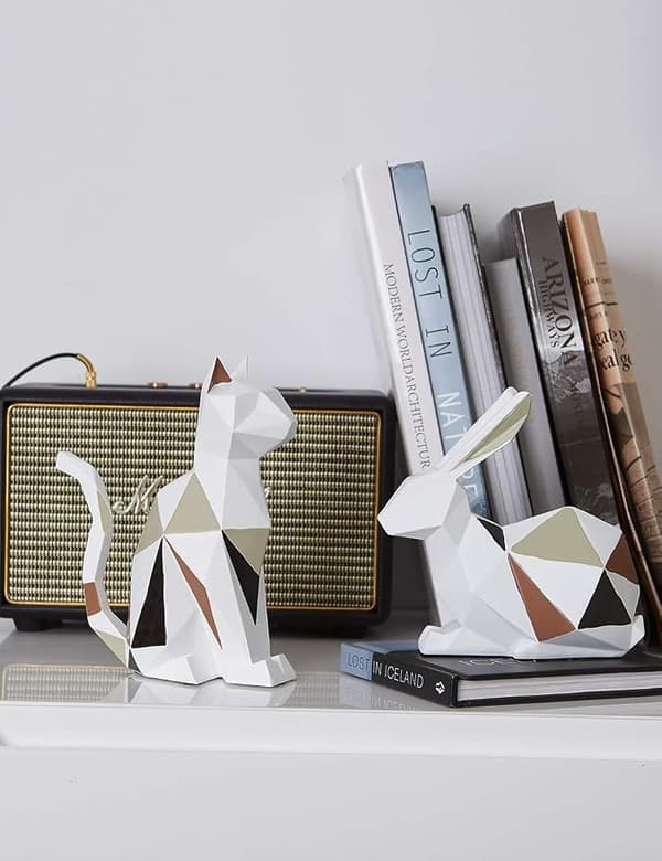 Katt Skulptur Staty Geometrisk Figurin Dekor Polyresin Konst Gåva