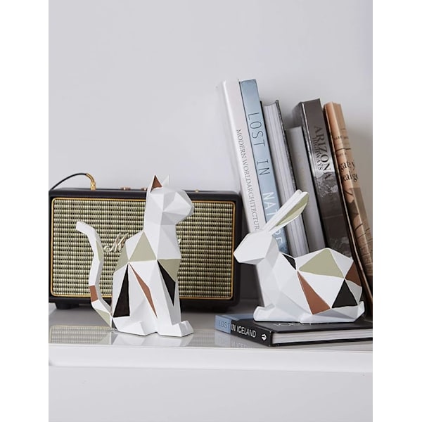 Katteskulptur Statue Geometrisk Figur Dekor Polyresin Kunst Gave