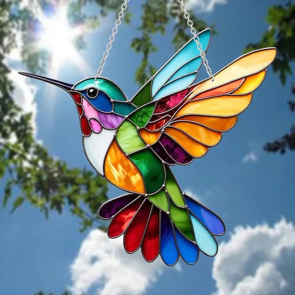 15x15 cm Regnbuefarget Kolibri-stil Akryl Vindusdekorasjon med 2D Flat Trykk