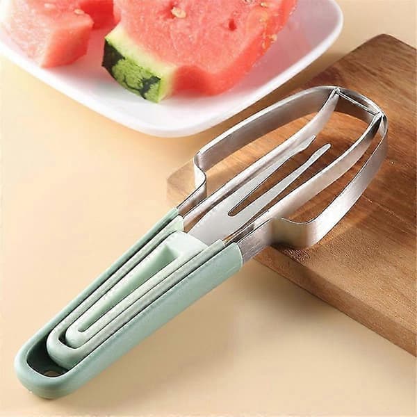 Vannmelon Gaffel Kutter Skjærer, rustfritt stål Vannmelon Popsicle Kutter Vannmelon Kutter Melon Kutter Grønn