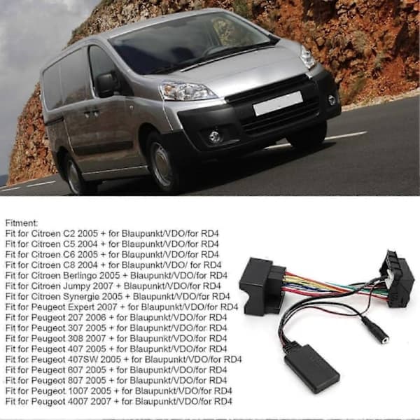 12Pin Bluetooth AUX-IN Kabel Stereo Lydadapter med Mikrofon Passer til Peugeot 207 307 407 308 [C]