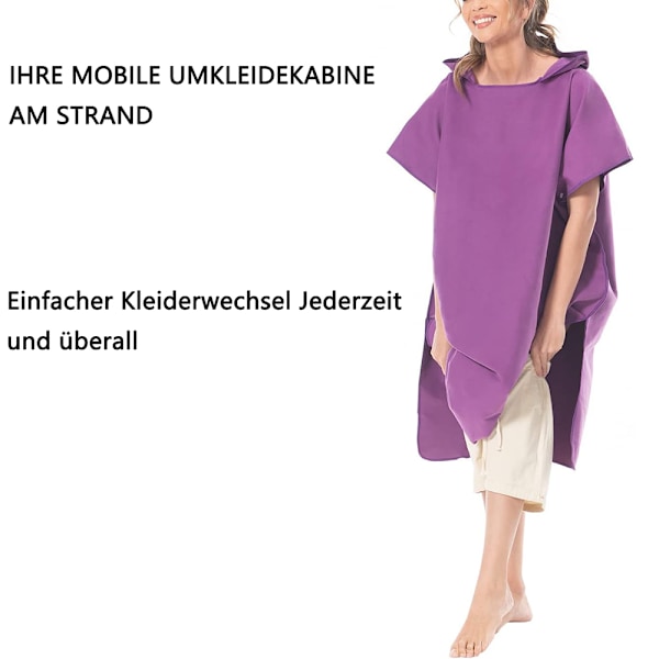 Snabbtorkande Surf Strandponcho, Mikrofibermaterial Ultralätt Huva Handduk, Perfekt För Surfing, Simning Och Utomhusaktiviteter, One Size
