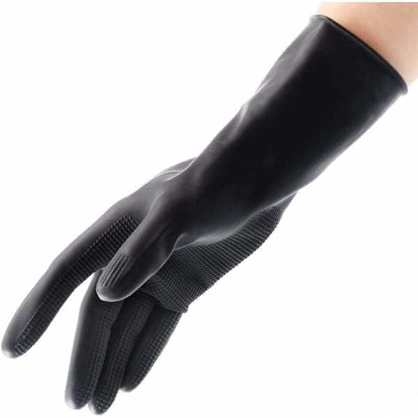 Texturerade handskar i svart gummi med handflategrepp, ultimat kemikalieresistens, kraftiga handskar för tuffa och krävande uppgifter
