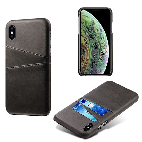 iPhone XS  MAXskal Korthållare fodral uttag f laddare hörlurar Svart