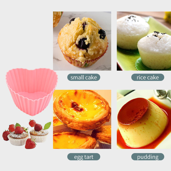 10 silikon cupcake bakformar Återanvändbara muffinsformar, köksbakningsverktyg.
