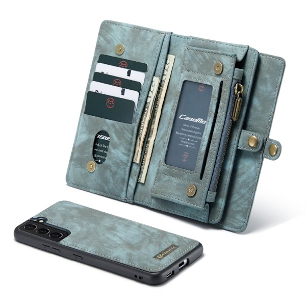 CaseMe Multi-Slot 2 i 1 Plånboksfodral Galaxy S22 Plus Blå