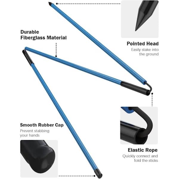 Golf Alignment Sticks - Sammenleggbare Golftreningspinner for Sikte, Putting, Holdningskorrigering med Transparent Rørveske, Blå Blue