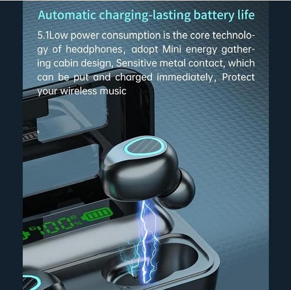 Trådlösa hörlurar, Bluetooth 5.2-hörlurar med 220h Gaming Blu