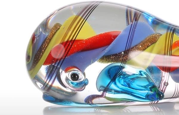 Farverig Hval Gave Glas Ornament Blæst Dyrefigur Boligindretning