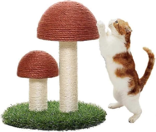 Katteskrape, soppformet skrapeleke for katter og kattunger, naturlig sisal katteskraper