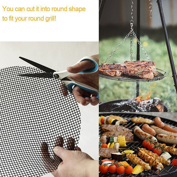 Återanvändbar Grillmatta i Mesh, Grå Non-Stick Grillmattor för Enkel Rengöring och Kompatibilitet med Brödrostugn, Högtemperaturbeständighet för Grill, Ugn eller