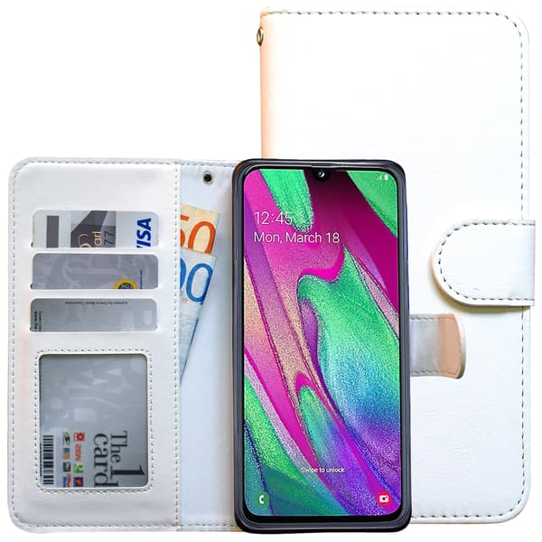 Galaxy A40, läderfodral, skydd, svart Svart