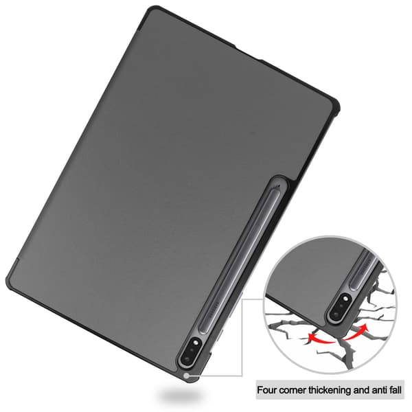 Samsung Galaxy Tab S7 Plus/FE/Lite kolmiosainen kotelo PU-nahkaa/PC harmaa
