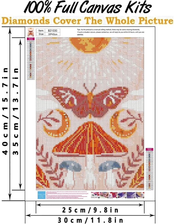 Full Diamond Butterfly 5D DIY Diamantkunstsett Sol og Måne Maleri