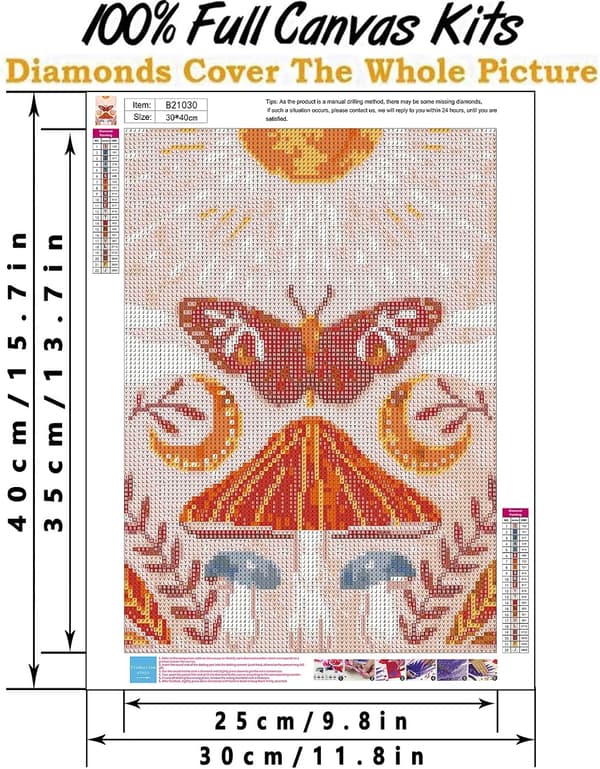 Full Diamond Butterfly 5D DIY Diamond Art Set Sol och Måne Målad