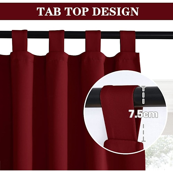 Röda Gardiner för Vardagsrum, Eleganta Tygöglor & Kanal Thermal Isolerade Mörkläggningsgardiner, OEKO-TEX STANDARD 100 Certifierade
