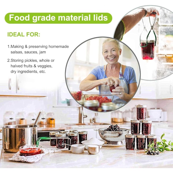 Delade band av bleckplåt för Mason Jar-burkar, vertikal mönsterdesign säkerställer grepp, livsmedelsklassat material för säker förvaring, silver (24 st, 70 mm)