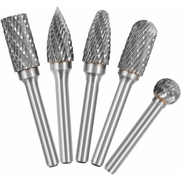 5 STK 6mm Skaft 10mm Hoved Wolframcarbid Dobbelt Skåret Roterende Grat