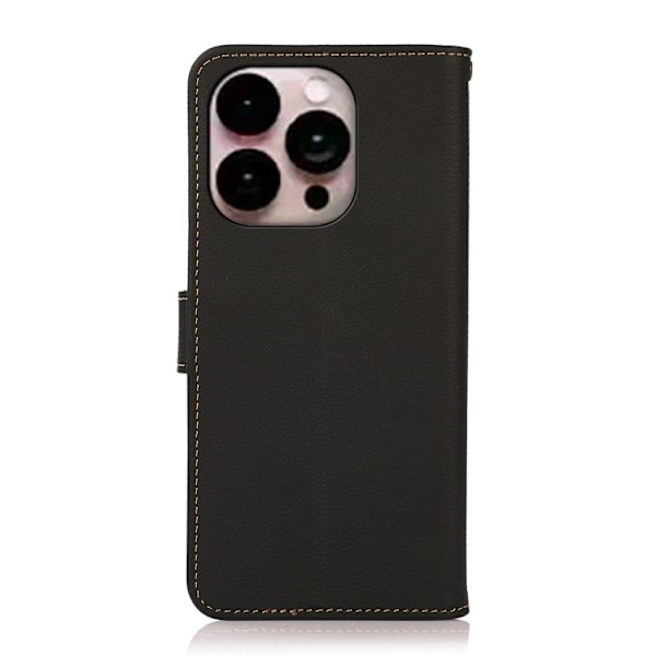 iPhone 16 Pro Max KHAZNEH Custer Ægte Læder RFID Cover Etui Sort Blå